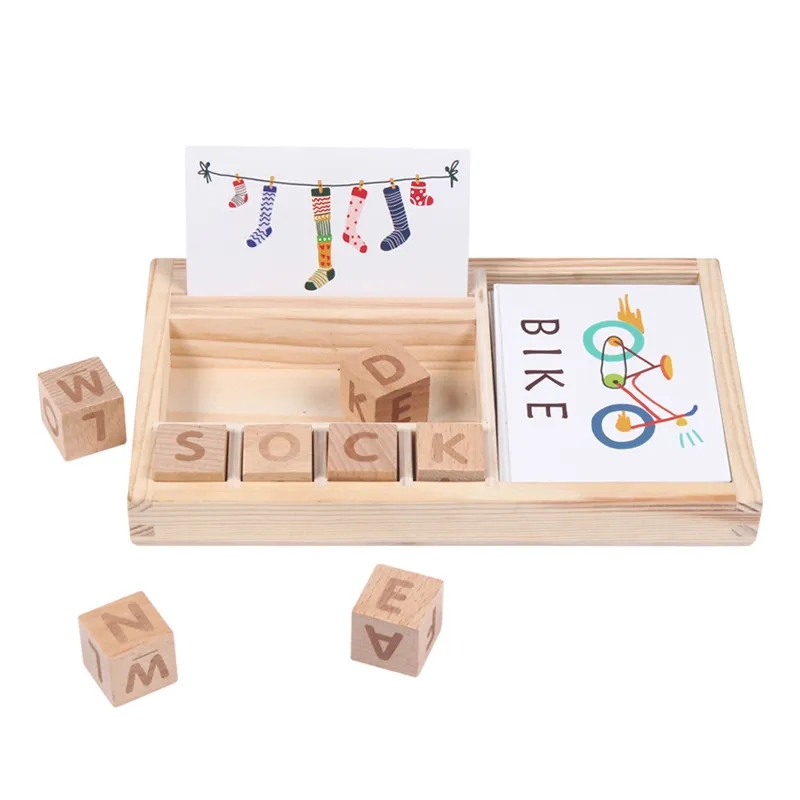 Early Learning Exercise Shapes Matching and Wooden Alphabet 3D Puzzle Jigsaw Puzzle Toys for Kids Early Educational with Cards
