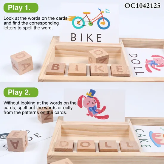 Early Learning Exercise Shapes Matching and Wooden Alphabet 3D Puzzle Jigsaw Puzzle Toys for Kids Early Educational with Cards