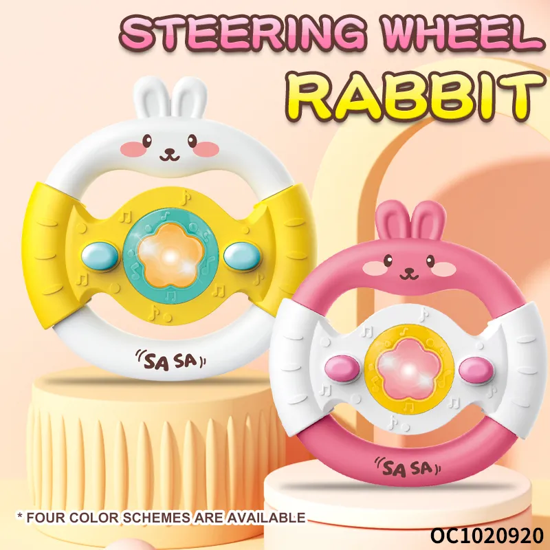 Cartoon Interesting Children Educational Rabbit Driving Car Plastic Musical Baby Steering Wheel Toy for Kids