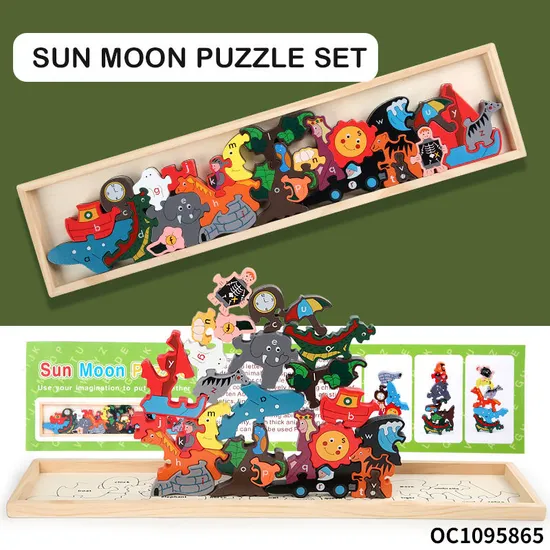 Jigsaw Puzzles Animal Shape Puzzle Blocks Toys Animal Wholesale Wooden Stack Balancing Board Games Toy for Kids Brain Development