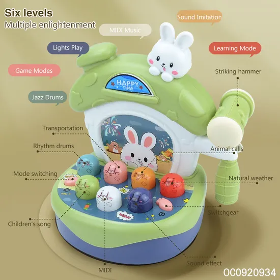 Wholesale Family Interactive Intelligence Educational Baby Electric Plastic Kids Board Whack a Mole Game light and Music