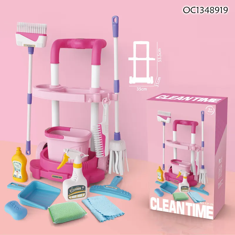 Wholesale Plastic Educational Pretend Plastic Children House Play Cleaning Gift Set for Kids