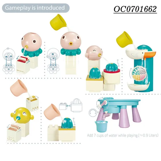 Wholesale Montessori Baby Bath Building Blocks Table Set Spray Water Games Toy for Kids