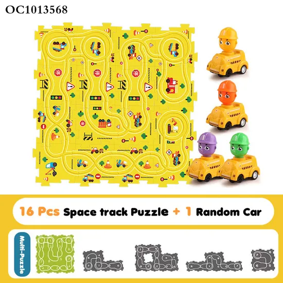 16 Piece Jigsaw Puzzles Children's Educational Electric Car Puzzle Racer Kids Cartoon Car Track Car Play Set Toy