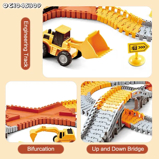 Gift DIY Flexible Racing Game Puzzle Track Cars Set Toy Small Electric Engineering Truck Toy for Kids with Assembled Slots