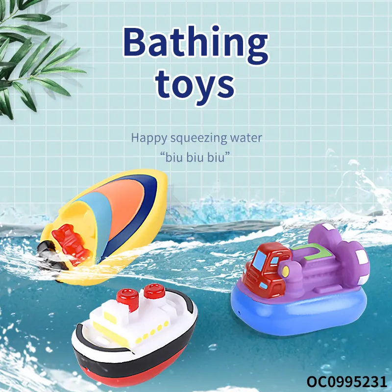 Wholesale Baby Shower Montessori Hot Silicone Animal and Floating Boats Water Spray Rubber Bath Toy
