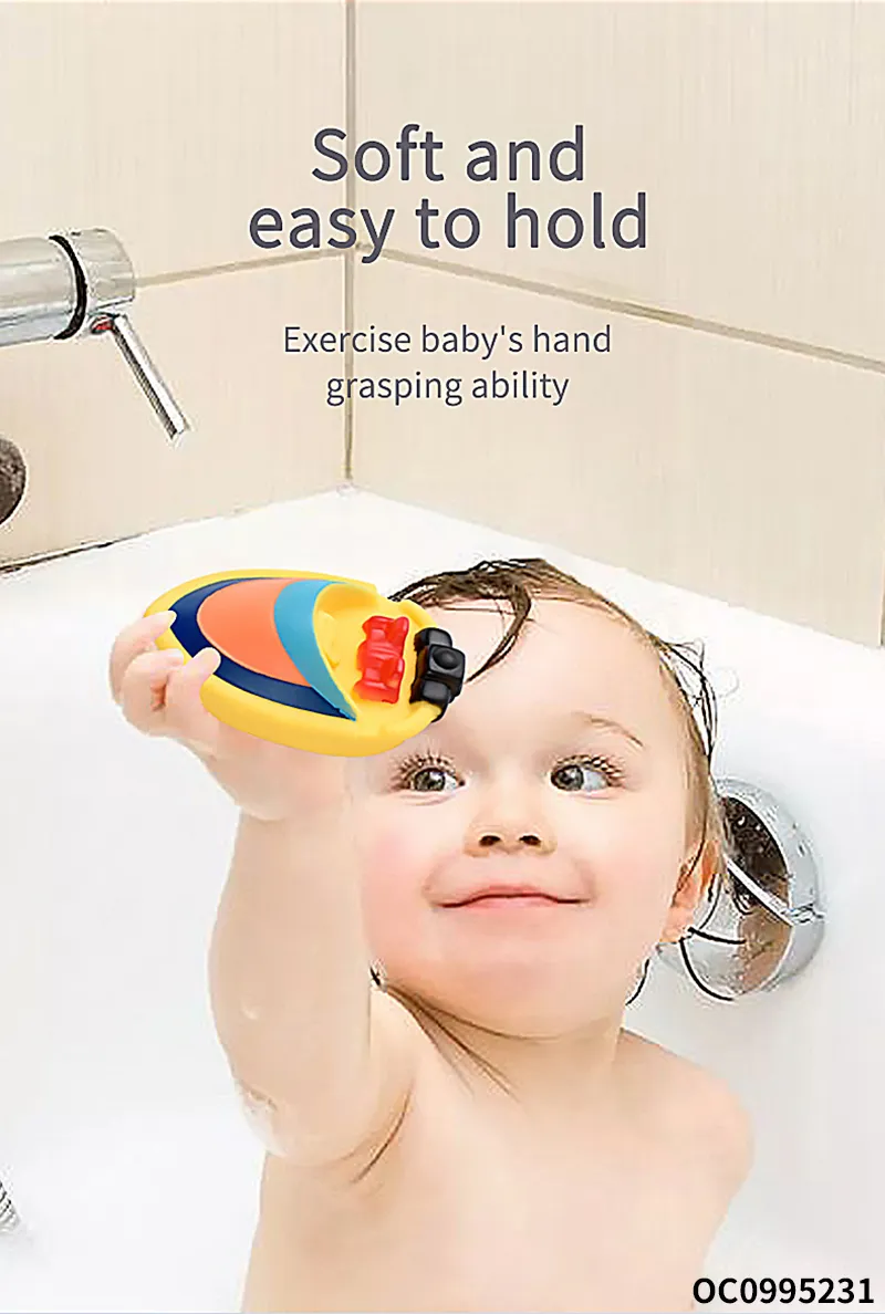 Wholesale Baby Shower Montessori Hot Silicone Animal and Floating Boats Water Spray Rubber Bath Toy