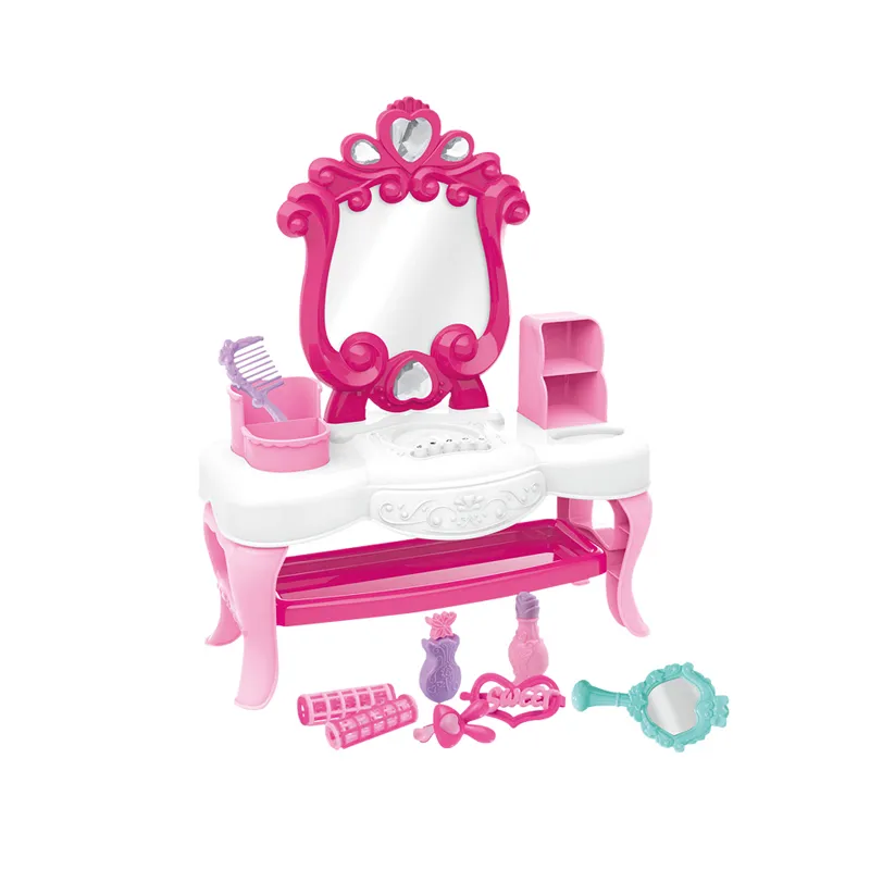 Wholesale Girls Cheap Toy Pretend Beauty Salon Make up Play Set Mirror Dressing Table Fashion Toys for Kids Beauty Products