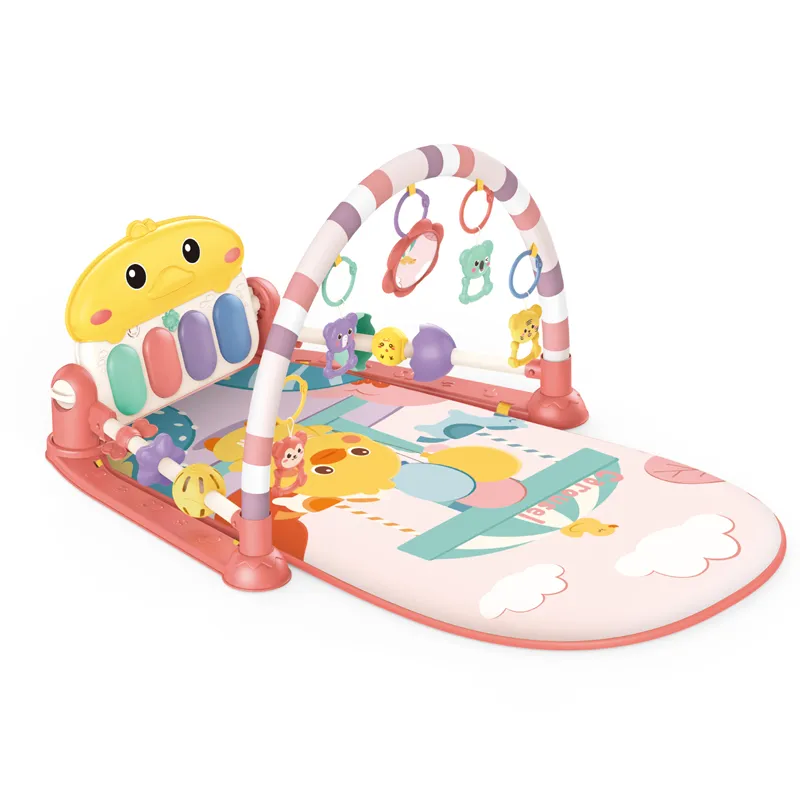Hot Selling Foldable Safe Musical Kick and Play Piano Kids Wholesale Play Gym Mat for Baby with Hanging Rattles