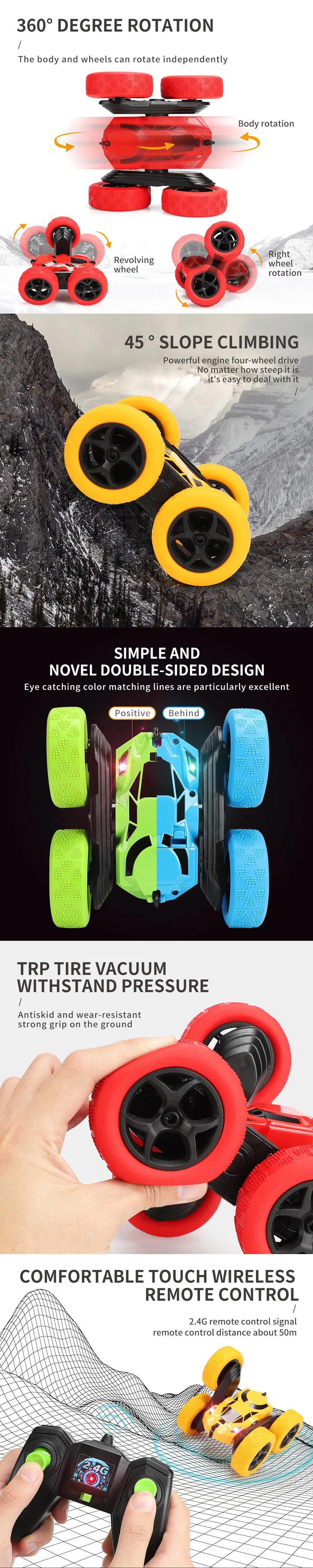 4WD Wireless Remote Control 360 Rotating RC Stunt Kids Racing Car Toys