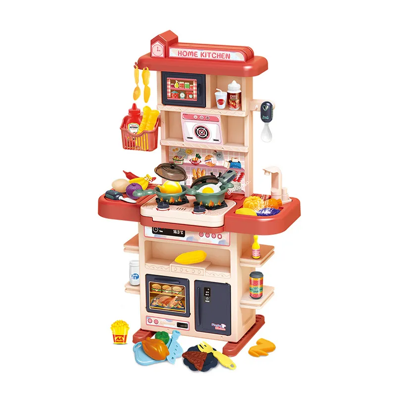 Wholesale Little Chef Kids Miniature Toy Music Kitchen Play Set Fun and Educational Cook Toy Set with Fruit Vegetable Wash Basin