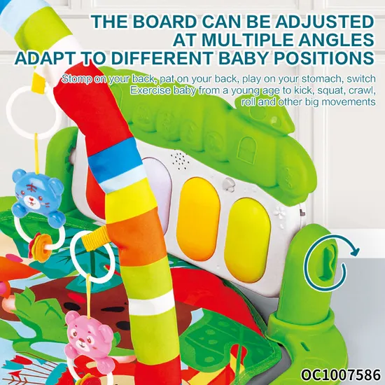 Newborn Musical Piano Pedal Baby Activity Sensory Play Mat Creative Flooring Crawling Mat with Hanging Rattle Toys