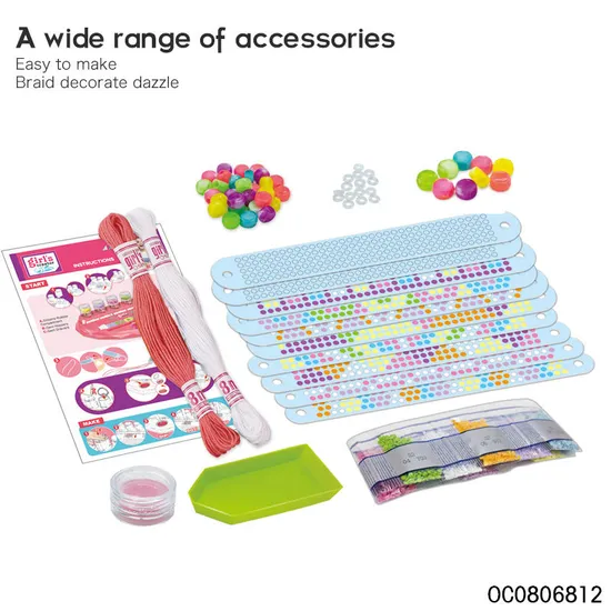 Beads DIY Toy Girls Bracelet Making Kit for 5 Years Old Girl with Manual Knitting Machine