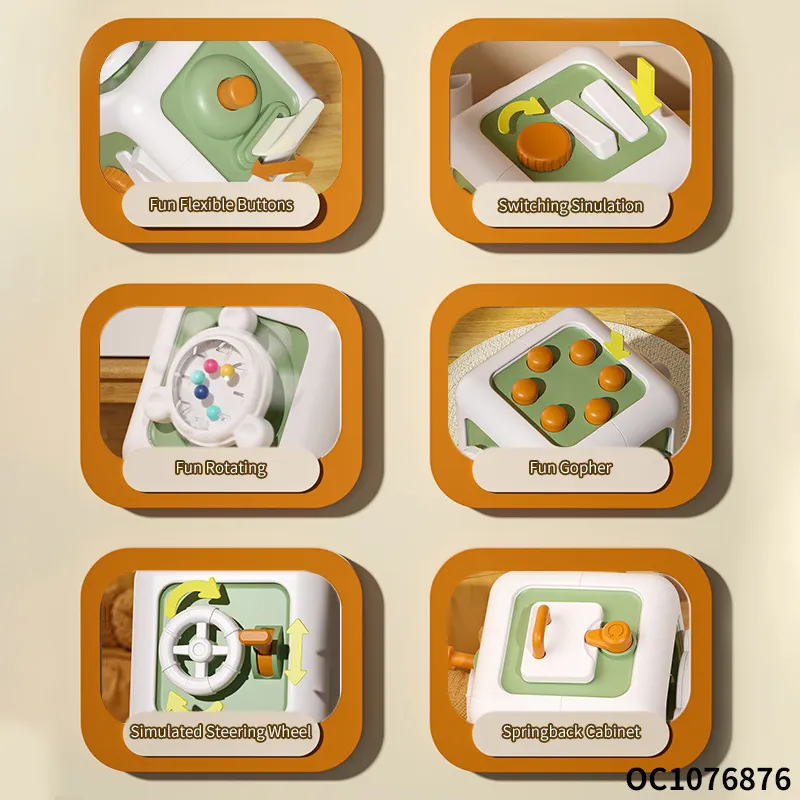 Competitive 6 Sides Musical Square Early Learning Cartoon Board Game Busy Activity Cube for Toddler 8 in 1 Montessori