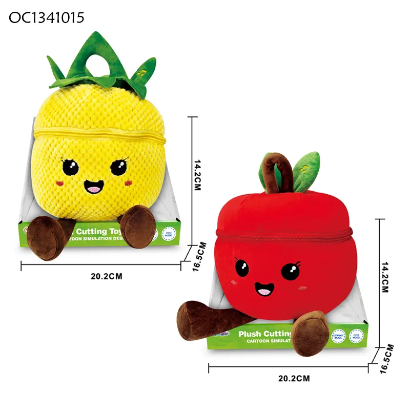 Newborn Babies Montessori Cutting Fruit Vegetable Cognitive Classification Toy Games Set Fruit Custom Logo Plush Toy with Sound