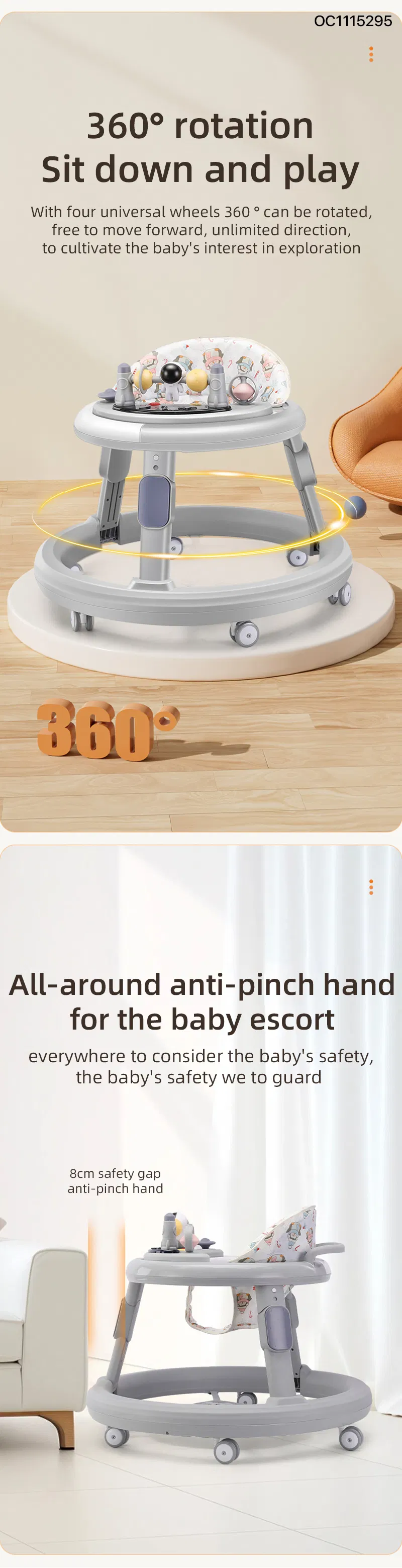 Height Adjustable Round Latest Design Small Size Safety Lovely Baby Chairs Baby Walker with Wheels for Infant Learning Walk