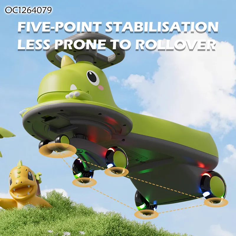 Good Quality Dinosaur Design 360 Degree Rotating Plastic Electric Baby Swing Car Ride on with Music and Flashing Light Wheels