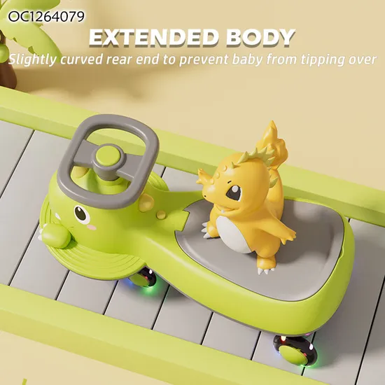 Good Quality Dinosaur Design 360 Degree Rotating Plastic Electric Baby Swing Car Ride on with Music and Flashing Light Wheels