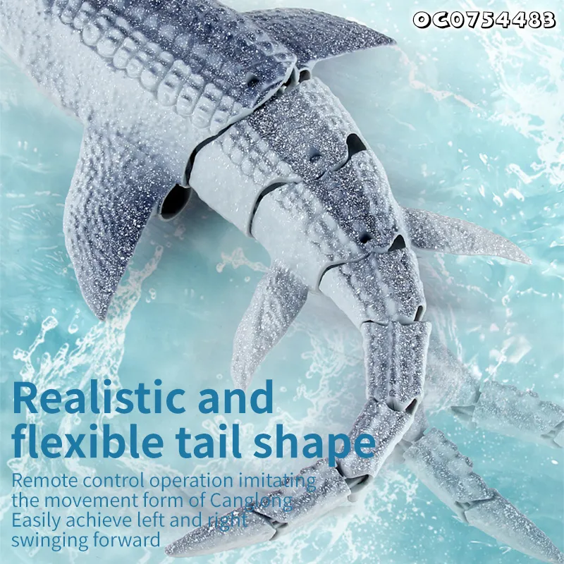 Easy Self Assembly Model Waterproof Remote Control Dinosaur Gray Customized Swimming Pool Plastic Toy Sea Animals for Kids Boys