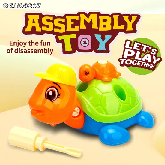 Animal Assembly Tool Kits Small Promotional Turtle Small Plastic Self Disassembling and Assembling Toy for Kids with Screws Nuts