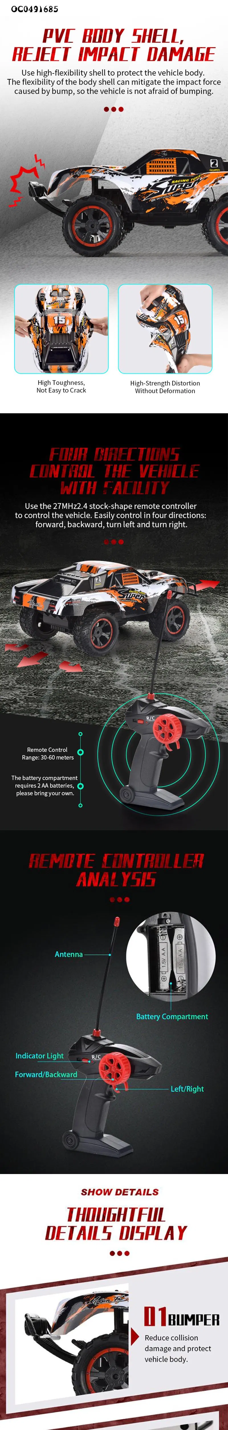 Wholesale LED Lights RC Cars High Speed off Road RC Remote Control Toy Cars for Kids