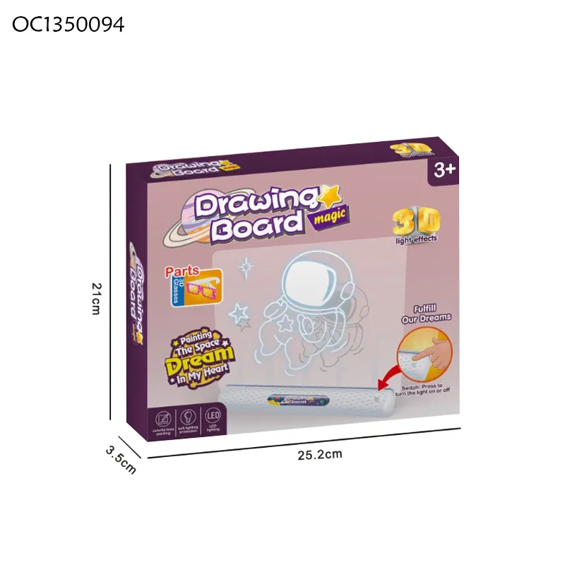 Painting LED Transparent Glowing Drawing Board Accessories Educational Learning Toy for Kid Rechargeable Early Education Writing