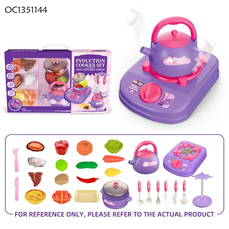 New Pretend Baby Preschool Educational Learning 2026 Electric Kids Kitchen Toy Set News Cooking Tableware with Simulation Food
