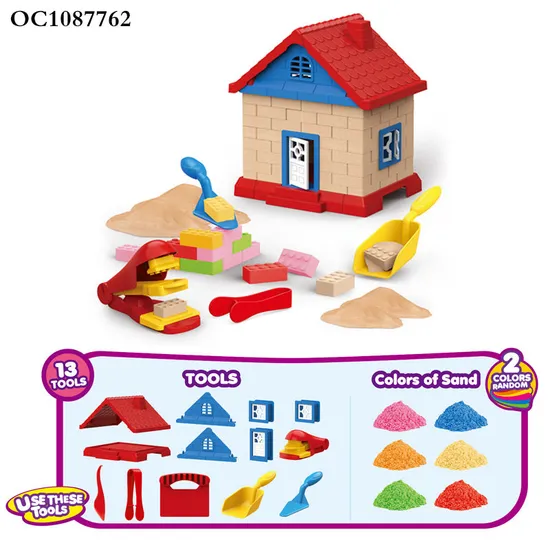 DIY Plastic Sand Castle Building Block Toys Building Materials for House Construction Game with Magic Sand