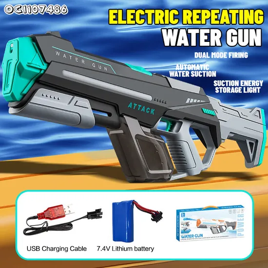 Shoot Game Automatic Absorption High Pressure Wholesale Electric Battery Operated Light up Strong Powerful Water Guns for Sale