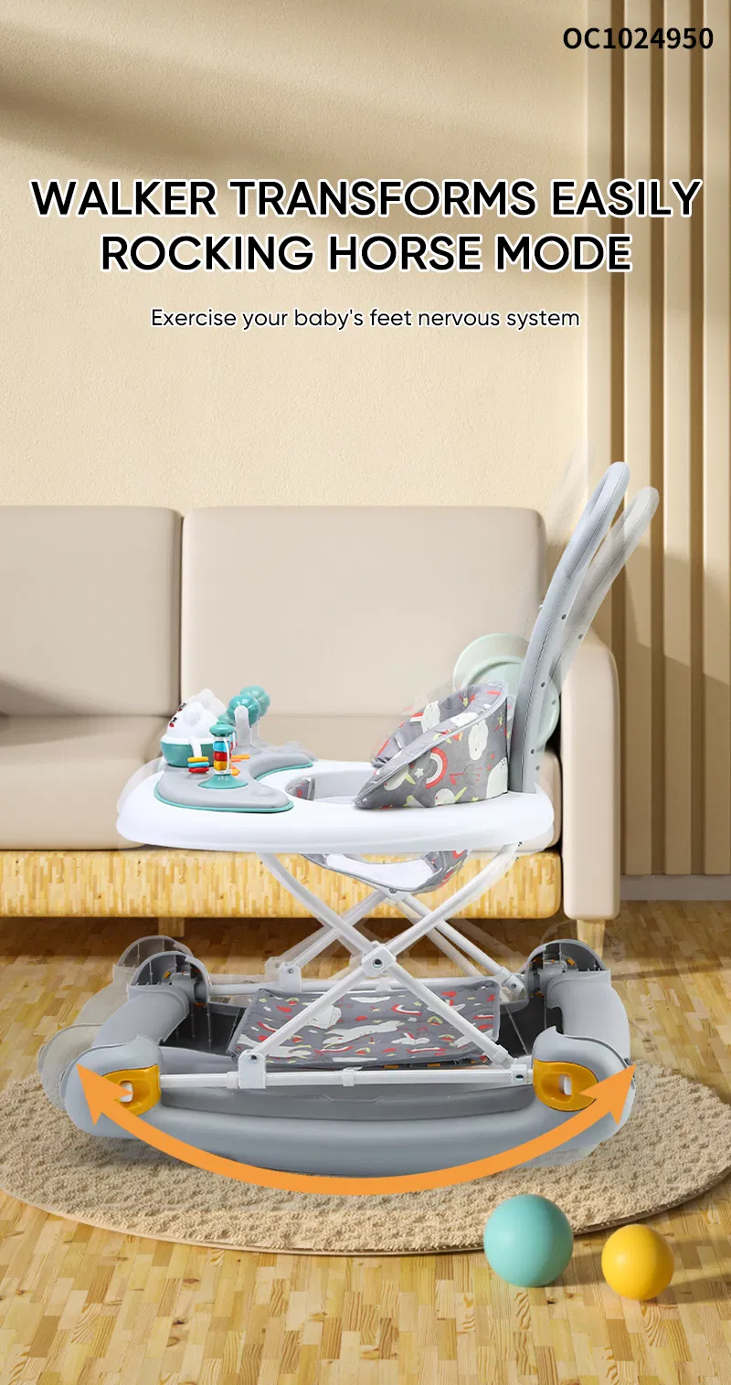 Anti Rollover Sit to Stand Walking Learning High Quality Foldable Multifunction New Baby Walker Round Car with Wheel Music Liqht
