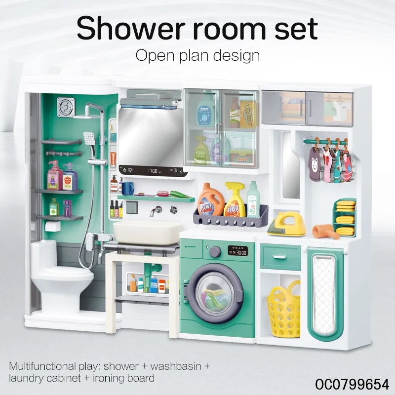 Miniature Doll Bath Room Shower Set Bathroom Toy with Toilet Toy