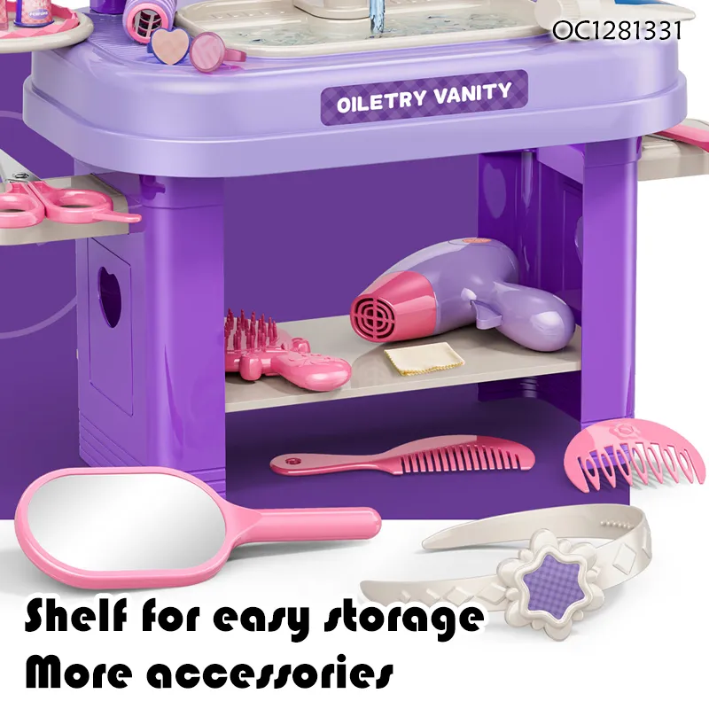 Fashion Make up Girls Beauty Toy 2 in 1 Dress up Game Role Play Toy Beauty Vanity Table with Mirror Multi Accessories Whole Sale