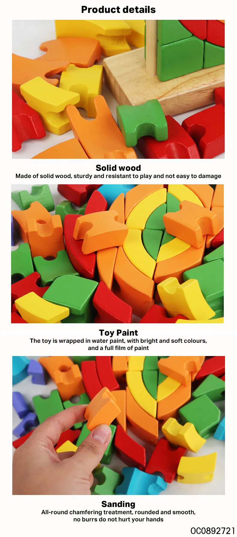 Toys Wooden 3D Puzzle Montessori Rainbow Stacking Blocks Tower Game Toys Children