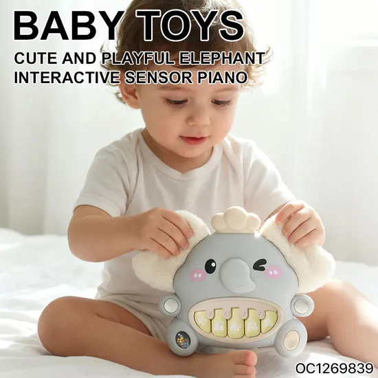 Trending Products 2026 New Arrival Baby Stuffed Animal Hanging Musical Sound Electronic Piano with Teether Soft Plush Rattle Toy