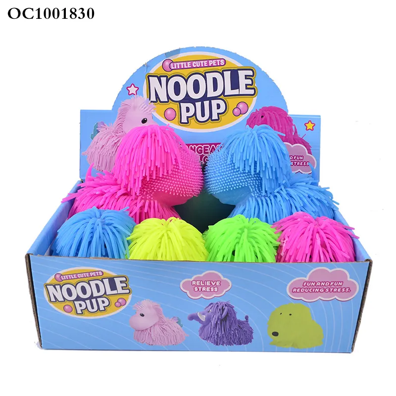 Light up Long Hair Dog Ball Kids Fun Stress Relief Squishy Squeeze Animal Toys Calming Fidget