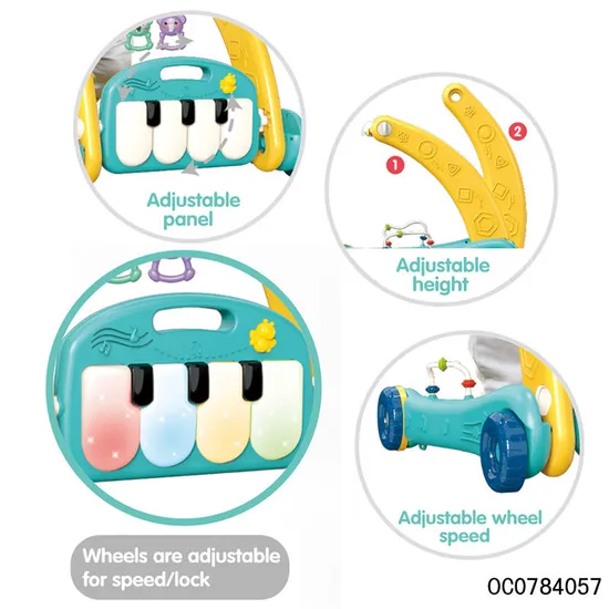 Newborn Pedal Push Walker Walking Assistant Musical Piano Creative Training Play Gym Soft Safe Mat