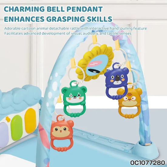 Newborn Pedal Musical Piano Creative Training Play Gym Soft Safe Mat with Music Keyboard and Hanging Toys