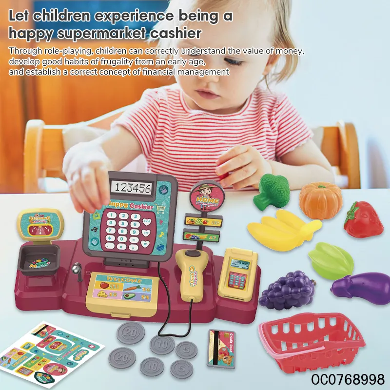Fruit Vegetable Pretend Kitchen Kids Home Big Supermarket Toy with Cash Register Toy