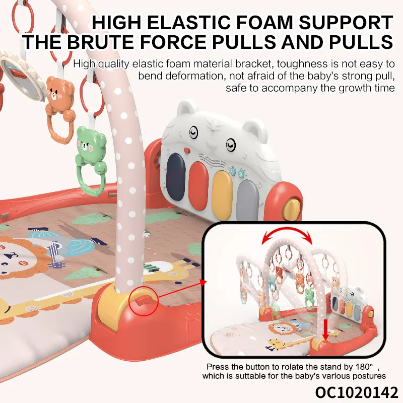 Wholesale Baby Waterproof Play Gym Mat Baby Floor Mat Baby Activity Mat Musical Hanging Rattle Mat with Pedal Piano
