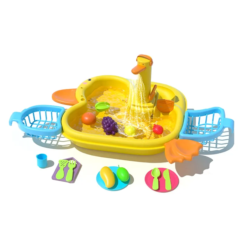 Wholesale Cutting Fruit and Vegetables Baby Pretend Play Toy Wash Set Spray Children's Plastic Kitchen Toy with Plates