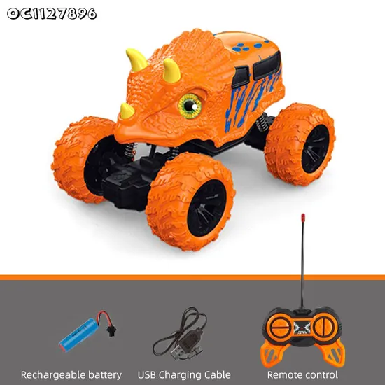 2 Channel Radio Control Toy Car Soft Glue Small Plastic Dinosaur Toys RC for Kids Mall with Remote Control with Light and Music