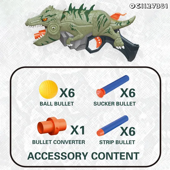 OEM Super Power Safe Weapon Kids Cheap Plastic Soft Foam Bullet Custom Interesting Dinosaur Gun Shooting Toys