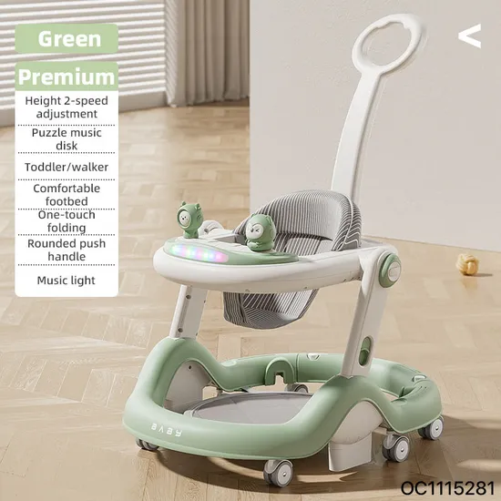 New Style Multifunction Luxury Round Bottom Real Baby Walker Sit to Stand Learning Walker Kids with Music Light and Push Rod Toys That Help Babies Learn to Walk