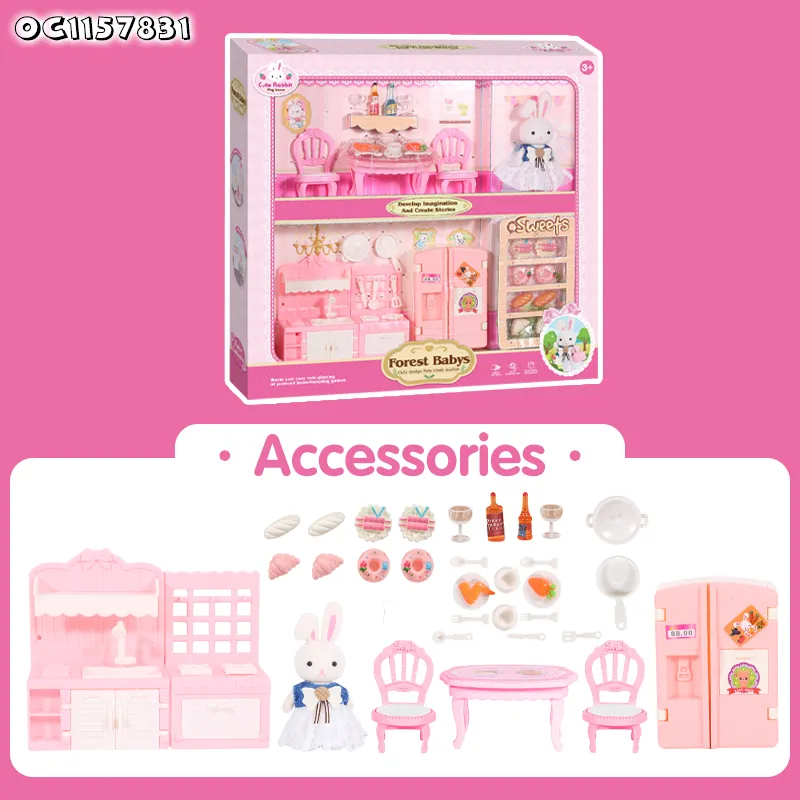 Wholesale Mini Plastic Kitchen Play Sets Pretend Cooking Afternoon Tea Break Kids Pink Simulation Dessert Cake Toys for Girl