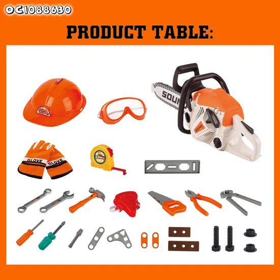 Helmet Kids Garden Kit Boys Hand Tools Electric Chain Saw Toy Children Garden Games Pretend Play Tool Set with Sound From China