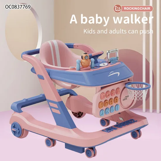 Wholesale Educational New Design Basketball Hoop Toys Musical Standing Baby Walker with Wheels and Seat