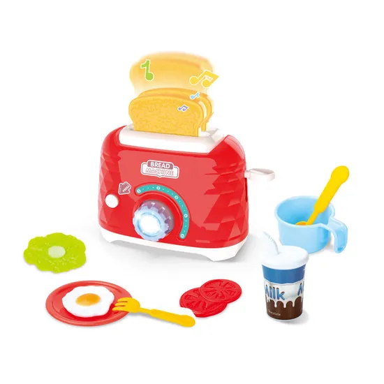 Wholesale Battery Operated Home Kitchen Products Bread Maker Children's Plastic Kitchen Set Tool Toys for Kids Pretend