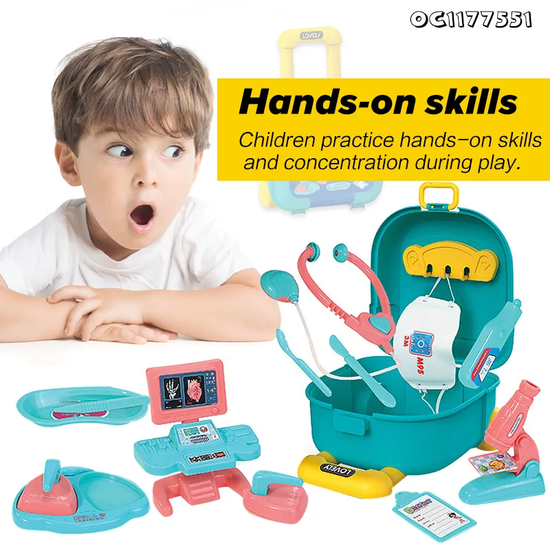 Wholesale Pretend Play Table Plastic Medical Tool Set Educational Montessori Doctor Toy for Children