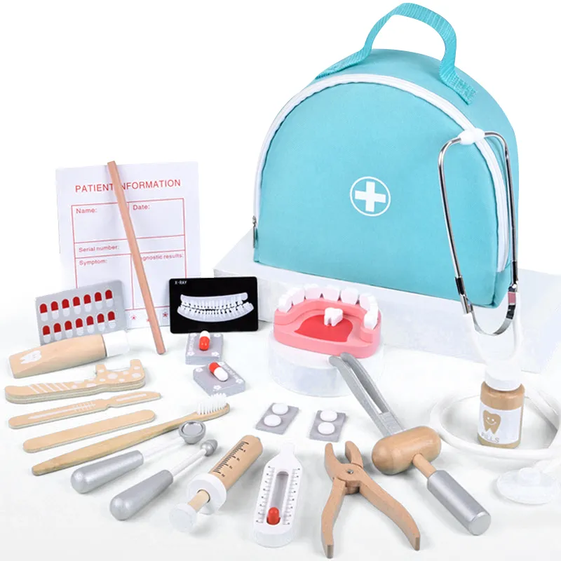 Wholesale Kids Wooden Pretend Play Medical Fun Creative Children's Doctor and Dentist Toys Set