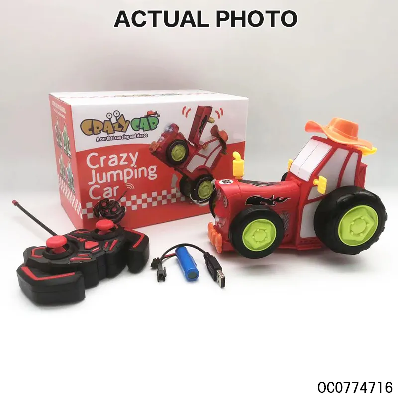 Wholesale Train Head Cartoon Mini Stunt Jumping Remote Control RC Toy Car for Kids